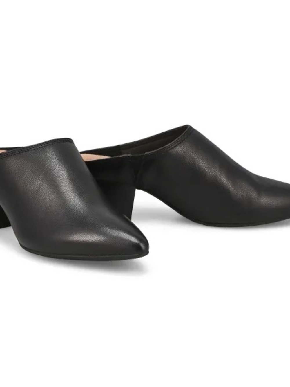 Clarks Black Leather Pointed Mules